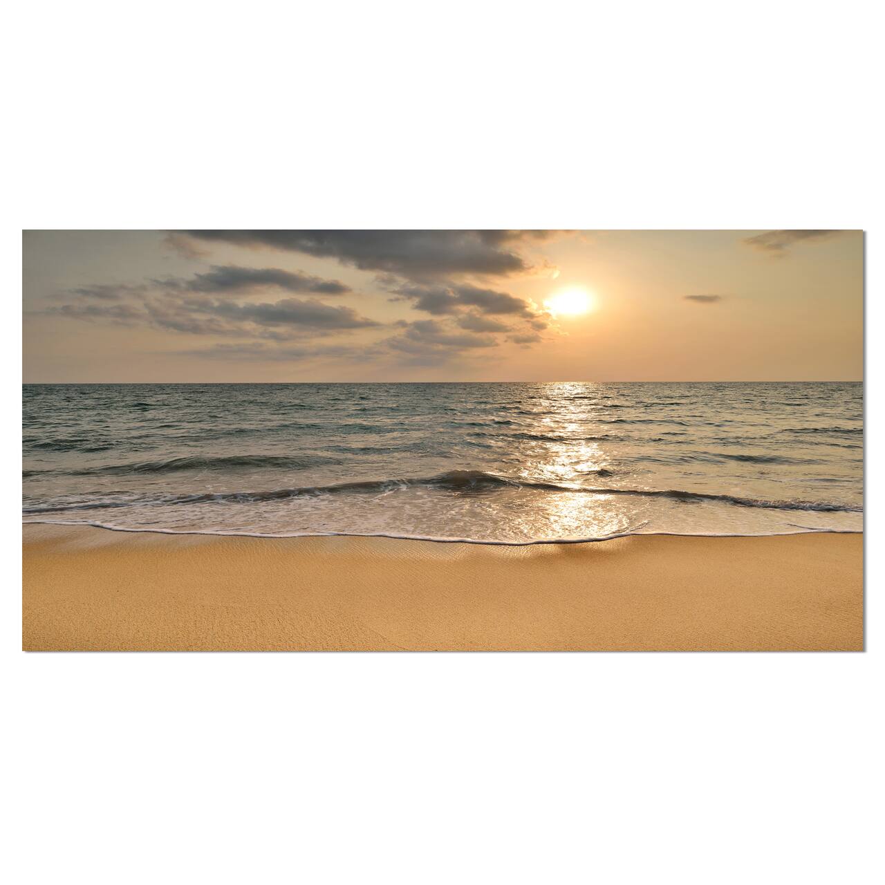 Designart - Dark Tropical Sand Beach at Sunset - Modern Seascape Canvas Artwork